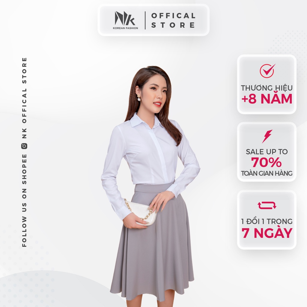 Áo Sơ Mi Nữ Công Sở Cao Cấp Dài Tay NK FASHION, Thiết Kế Đơn Sắc Tối Giản Thanh Lịch NKSM2010011B