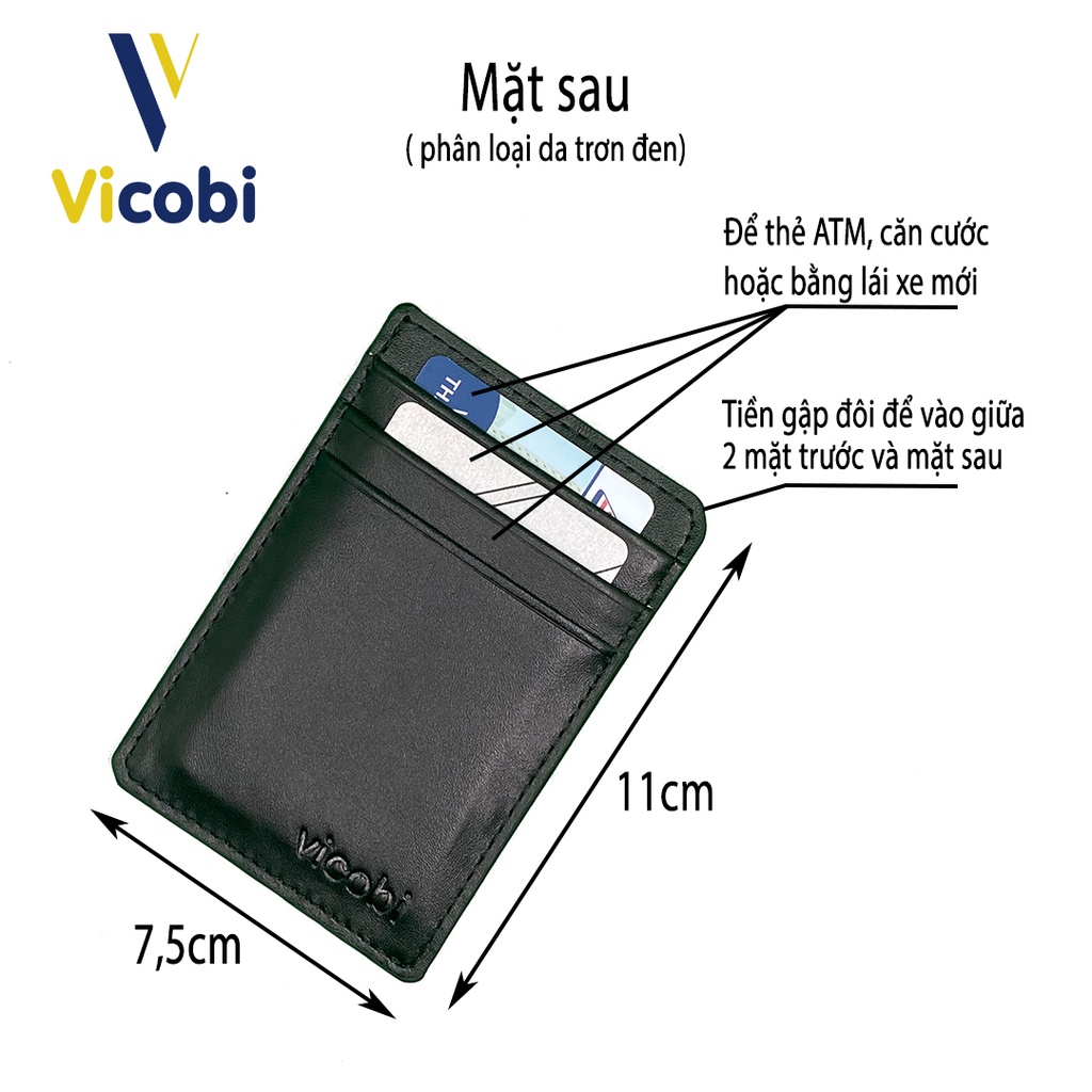 Ví mini card holder Da Bò Vicobi M2, bóp nhỏ gọn bỏ túi hàng gia công tại Việt Nam #3