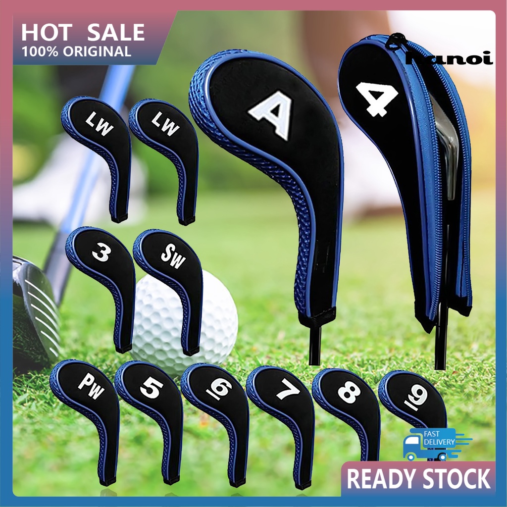 Set 12 Vỏ Bọc Bảo Vệ Đầu Gậy Đánh Golf Có Khóa Kéo Tiện Dụng