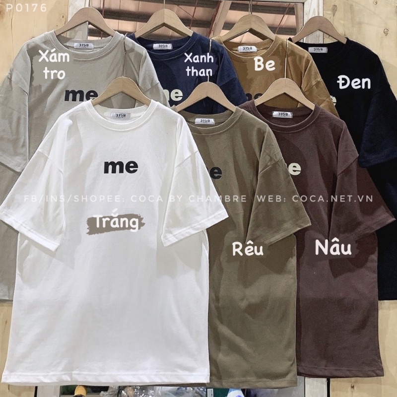 [P0176] Áo thun cotton mặt lông dày in chữ ME form rộng (Có sẵn/ảnh thật)