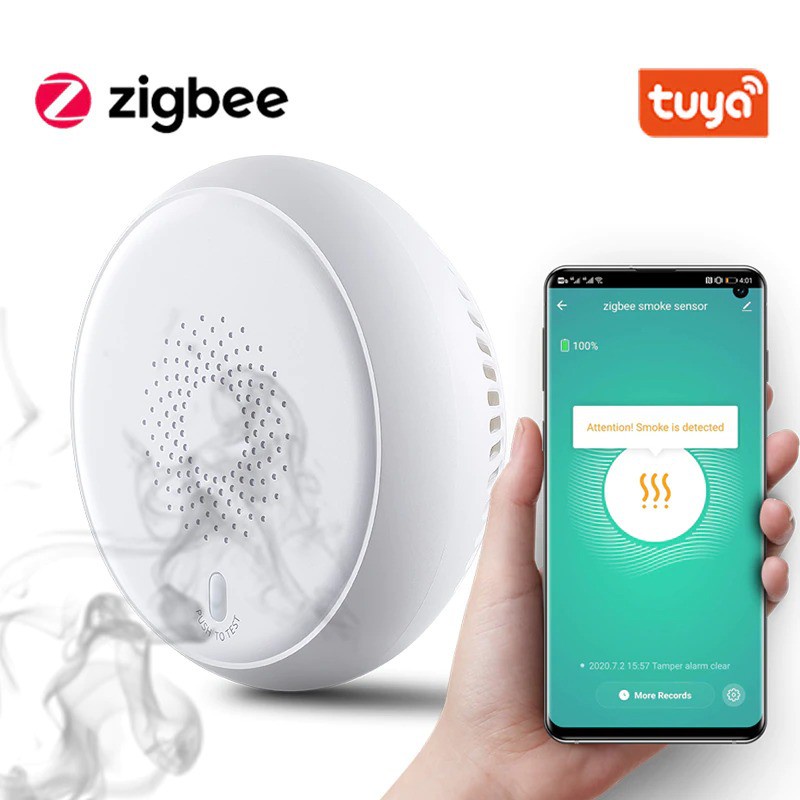 Cảm Biến Báo Cháy Báo Khói Zigbee Tuya Smart, Báo Động Chống Cháy, Hệ Thống An Ninh Gia Đình