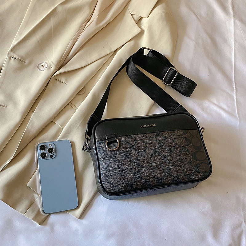 Coach Túi đeo Chéo Nam Thời Trang Vải Da, Unisex Phong Cách Cá Tính Hàn Quốc