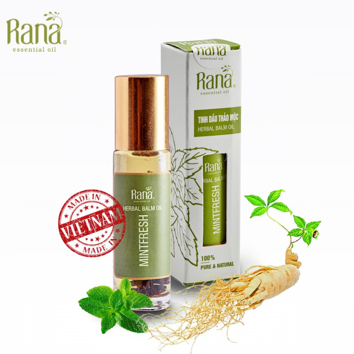 [Ống Xoa] Dầu Lăn Thảo Dược BẠC HÀ Menthol 10ml RANA_Dầu Lăn Thảo Mộc-Nhân Sâm_ LÀM ẤM CƠ THỂ, PHÒNG NHIỄM KHUẨN, CHỐNG 