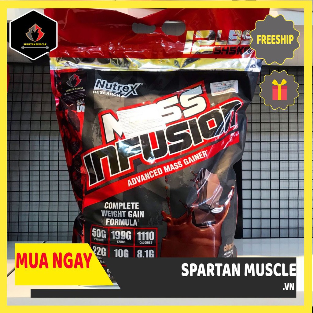 [SALE SẬP SÀN] NUTREX MASS INFUSION - TĂNG CÂN -TĂNG CƠ - BỊCH LỚN 5.45KG 19 LẦN DÙNG