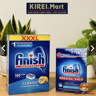 Combo - viên rửa bát finish classic 100 viên / hộp + muối làm mềm nước finish 1.2kg / hộp