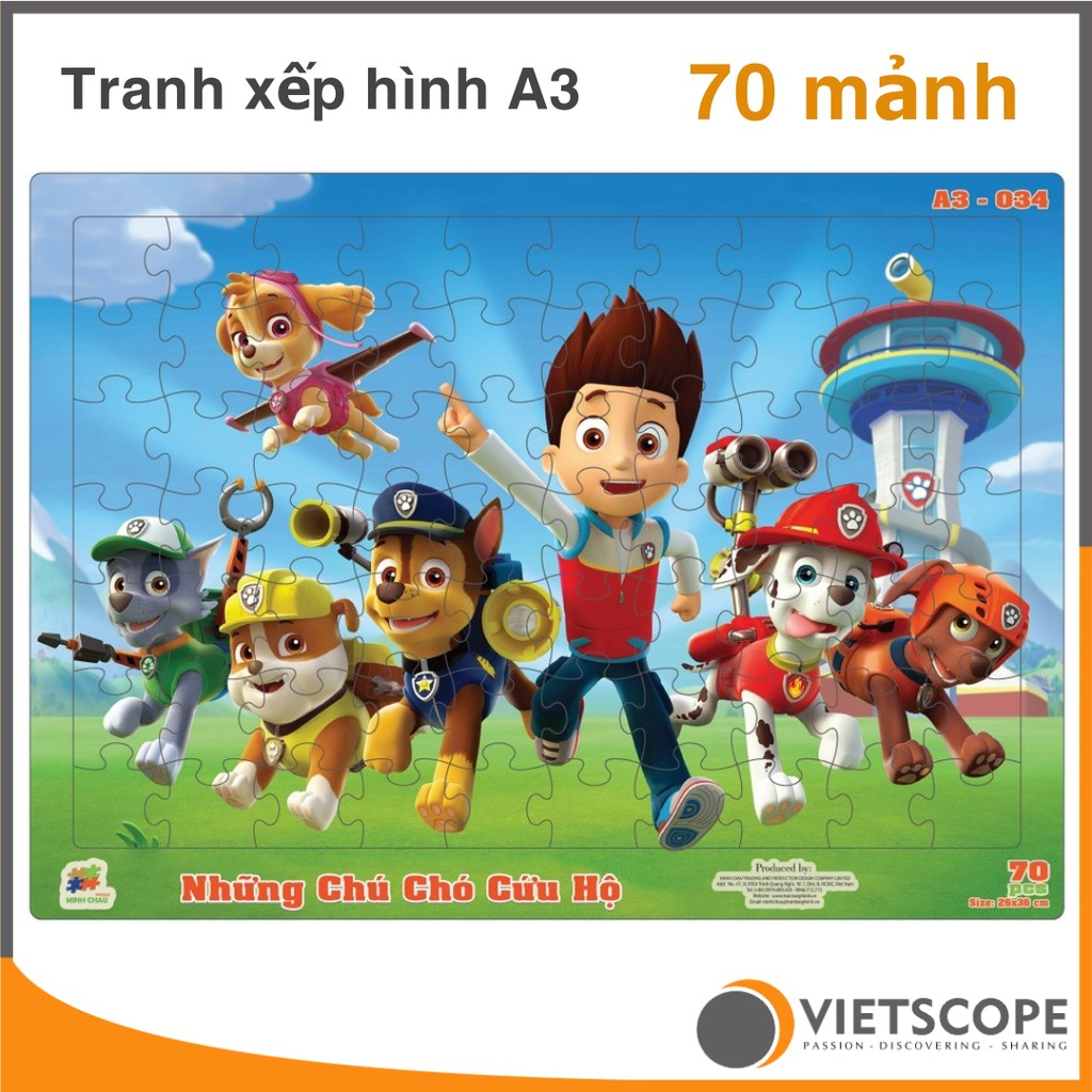 Tranh xếp hình 70 mảnh ghép khổ A3 – Đồ chơi trí tuệ cho bé từ 3 tuổi – Bộ sưu tập hoạt hình hot - VietScope