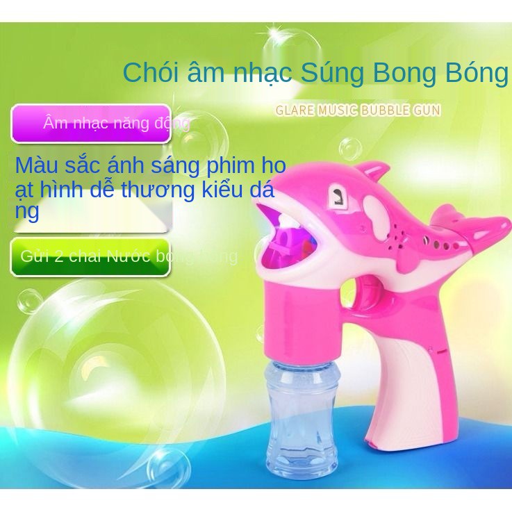 Máy tạo bong bóng trẻ em tự động ảnh cá heo chạy điện thổi người nổi tiếng Internet súng bắn nước