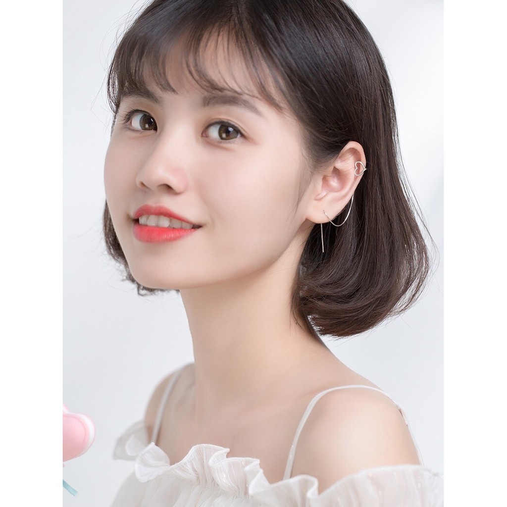 Khuyên Tai Bạc Nữ MIRASON Dáng Dài Trái Tim Sang Trọng MBT005 - Bông Tai Nữ Bạc 925 Cao Cấp