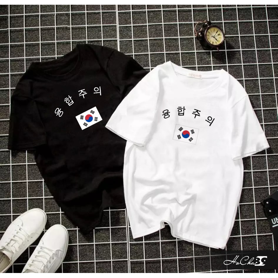 Áo Thun Chữ KOREA - Trắng và Đen - Cotton 4C 65% Siêu mát (Không đúng cotton 4c tặng free áo - Có Hình Thật)