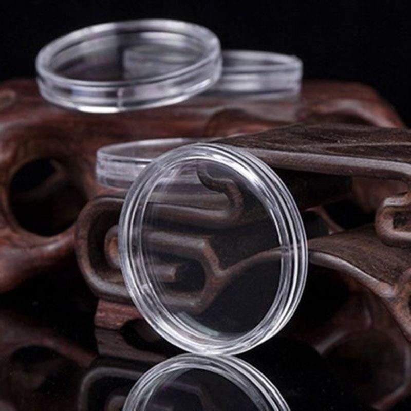 #VOGUEZ#100PCS 20mm Transparent Coin Capsule Container Box Storage Boxes Protective Holders