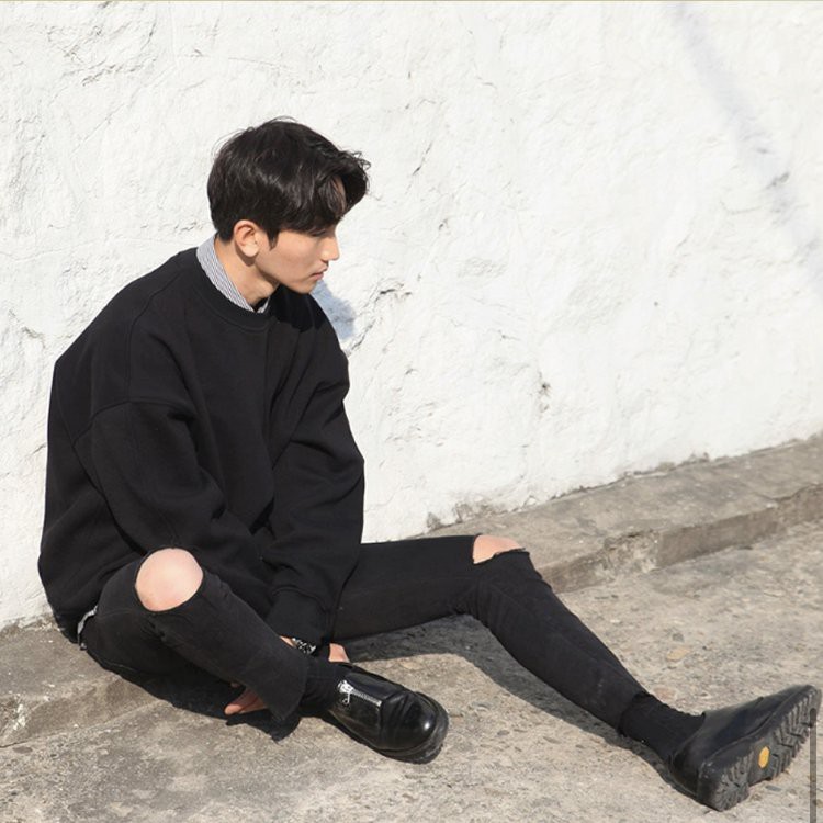 [ Nhìn Là Mê ]  Quần Jean Nam Rách Gối Màu Đen Vải Co Giãn, Không Phai Màu Dáng Skinny Phong Cách Hàn Quốc -T03 | BigBuy360 - bigbuy360.vn