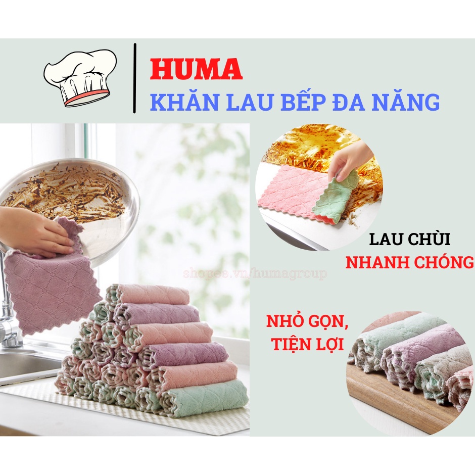 Khăn Lau Bếp Đa Năng Túi 10 chiếc Siêu Thấm - Khăn Lau Tay Nhà Bếp 2 Mặt Dày Dặn