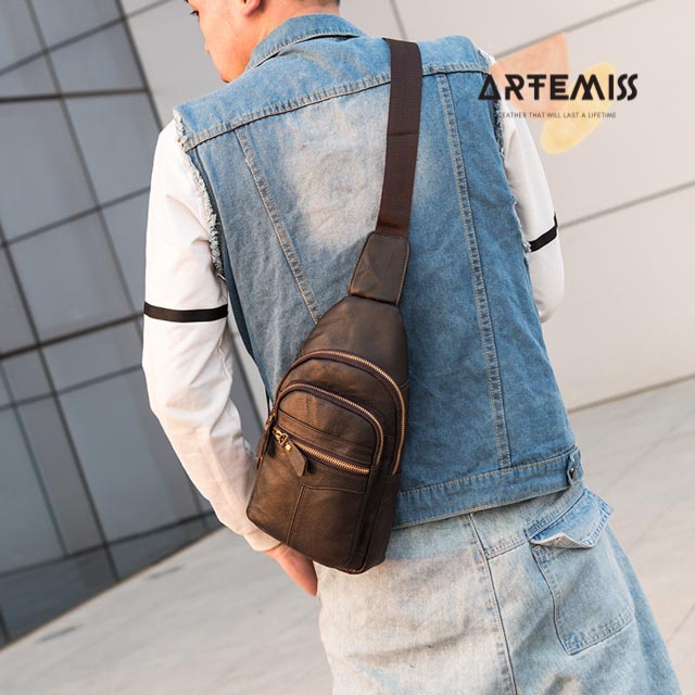 Túi chéo bao tử nam ⚡FREESHIP⚡da bò thật 100% hiện đại lịch lãm cao cấp, lịch lãm, bền, đẹp. BH 12 th Tặng Vớ nam YTP0