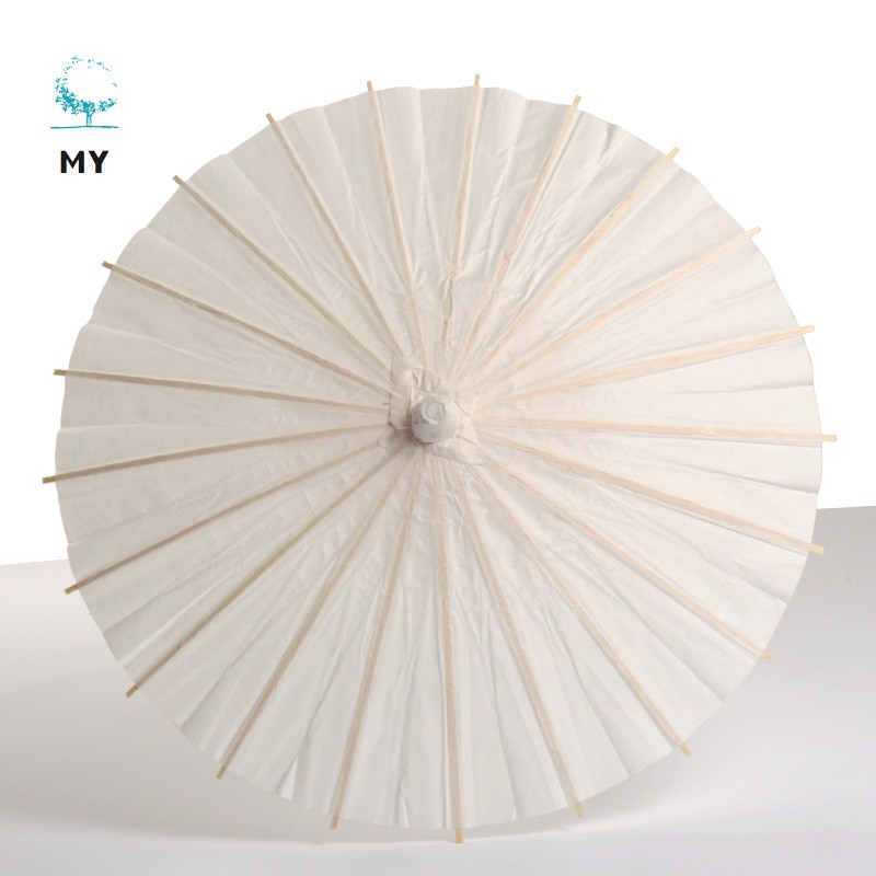 Dù giấy màu trắng phong cách Trung Hoa