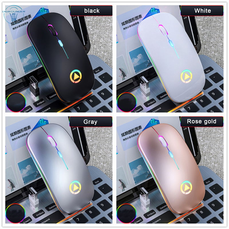 Chuột không dây có thể sạc lại DG RGB hoạt động không tiếng ồn cho máy tính xách tay PC