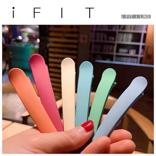 iFIT Kẹp tóc mỏ vịt màu trơn đơn giản dành cho nữ