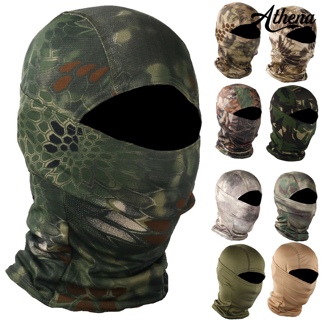 Mũ trùm đầu Balaclava phong cách ninja họa tiết quân đội/ màu trơn dành cho hoạt động ngoài trời