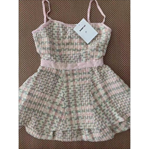 Set Dạ Tweed Áo khoác và Váy Bồng 2 Tầng