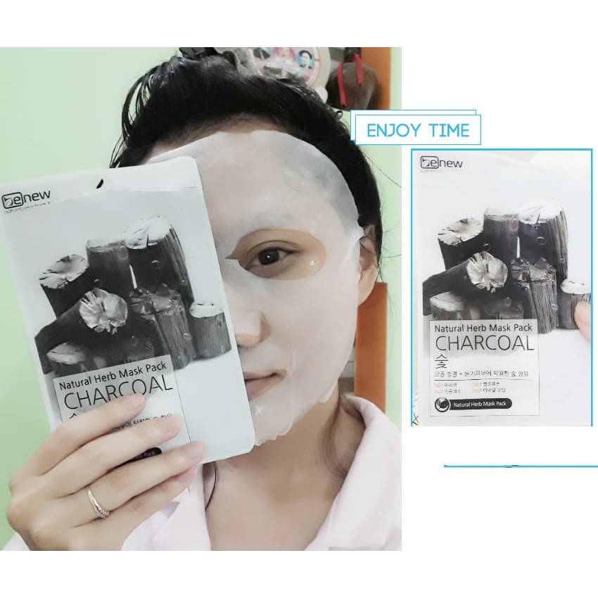 Hàng Chính Hãng- Combo 10 Miếng Mặt Nạ Than Hoạt Tính Sạch Da, Xóa Thâm Xạm Benew Charcoal Mask Hàn quốc 23g/Gói