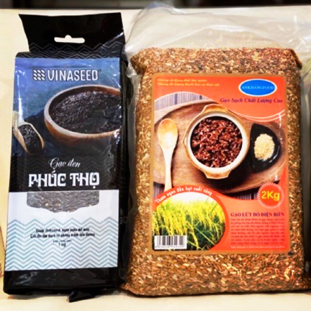 Combo 3kg gạo lứt: 2kg gạo lứt đỏ Điện Biên và 1kg gạo lứt đen Phúc Thọ