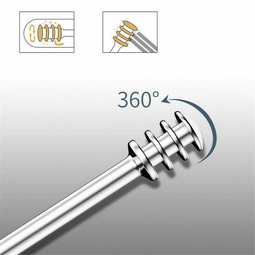☆ROSE☆ 6PCS/Set New Ear Wax Removal Kit Durable Cleaner Tools Ear Pick Set Portable Spin Design Ear Cleaning Remover Earpick Stainless Steel