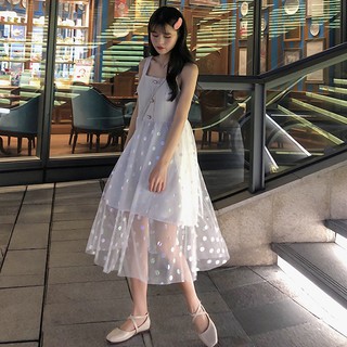 [order] Đầm ulzzang tweed phối lưới tròn 2 kiểu xinh xắn - u.w