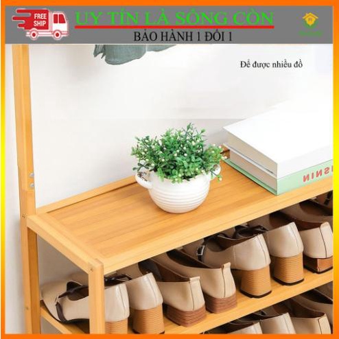 [Miễn Phí Ship] Kệ Treo Quần Áo, Kệ Giày, Kệ Để Đồ Đa Năng Gỗ Tre Kiểu Hàn Lắp Ghép Dễ Dàng Tiện Lợi Vệ Sinh Dễ Dàng