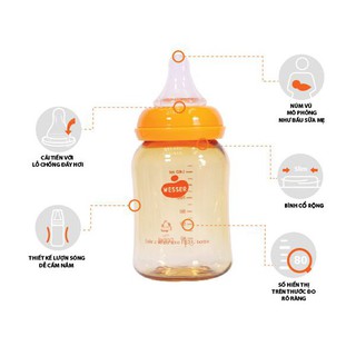 Bình sữa Wesser Nano Silver cổ nhỏ 140ml