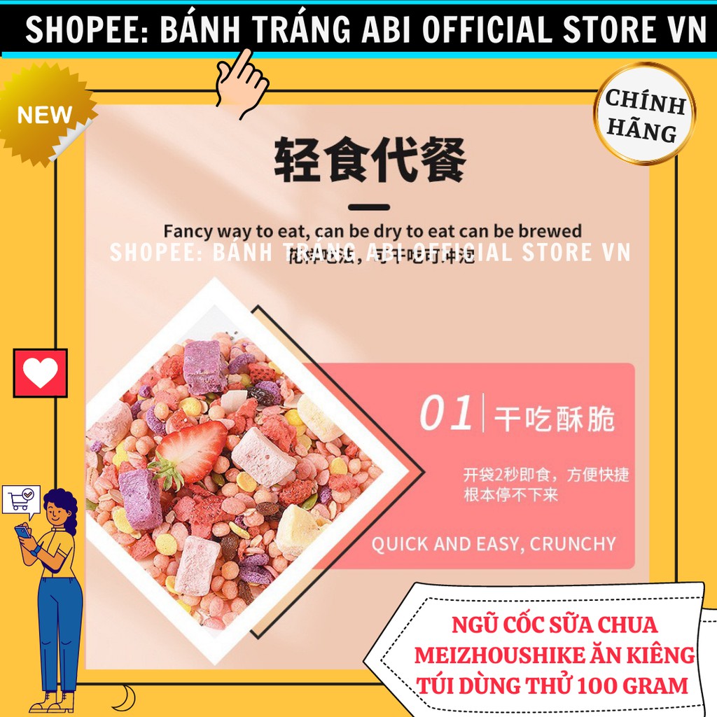 [GÓI DÙNG THỬ 100G] NGŨ CỐC YẾN MẠCH SỮA CHUA MEIZHOUSHIKE ĂN KIÊNG GIẢM-TĂNG CÂN