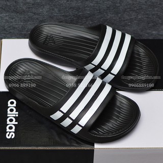 Dép Adidas Duramo chính hãng xuất Nhật màu đen sọc trắng