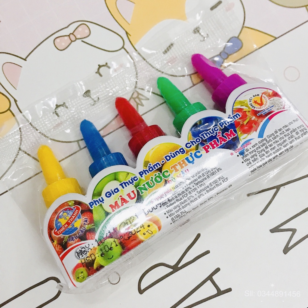 Combo 5 Màu Thực Phẩm - Màu Thực Phẩm Làm Bánh Và Làm Slime An Toàn