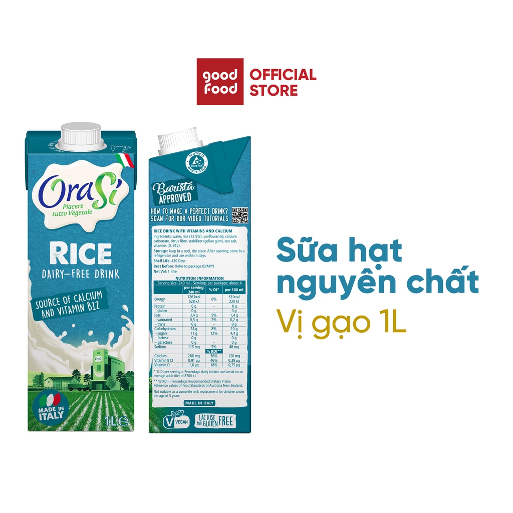 [Mã BMBAU50 giảm 7% đơn 99K] Thực phẩm bổ sung sữa gạo Rice Plain Orasi 1L giàu chất dinh dưỡng tốt cho sức khỏe