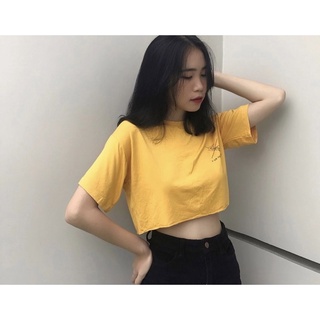 Áo errorist croptop rộng màu vàng