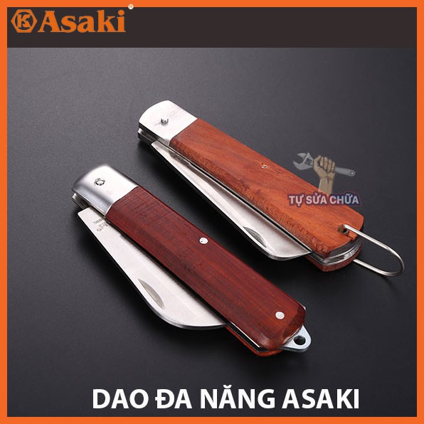 Dao tuốt dây điện, dao chiết cành lưỡi cong, lưỡi thẳng 5" đa năng chính hãng Asaki AK-8600, AK-8601