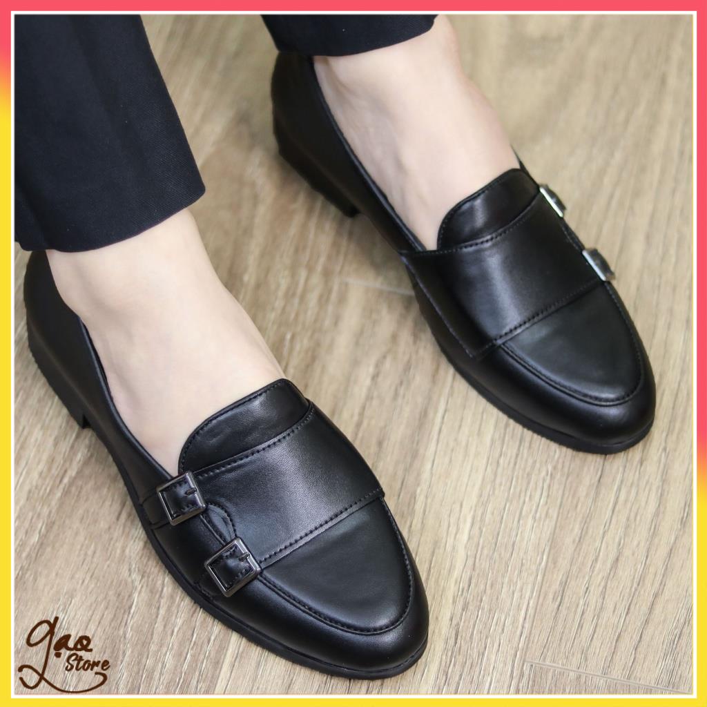 Giày Lười Nam Da Lì 2 Khóa Chéo Trẻ Trung [ Đế Khâu Chắc Chắn ] Mã L191 | BigBuy360 - bigbuy360.vn