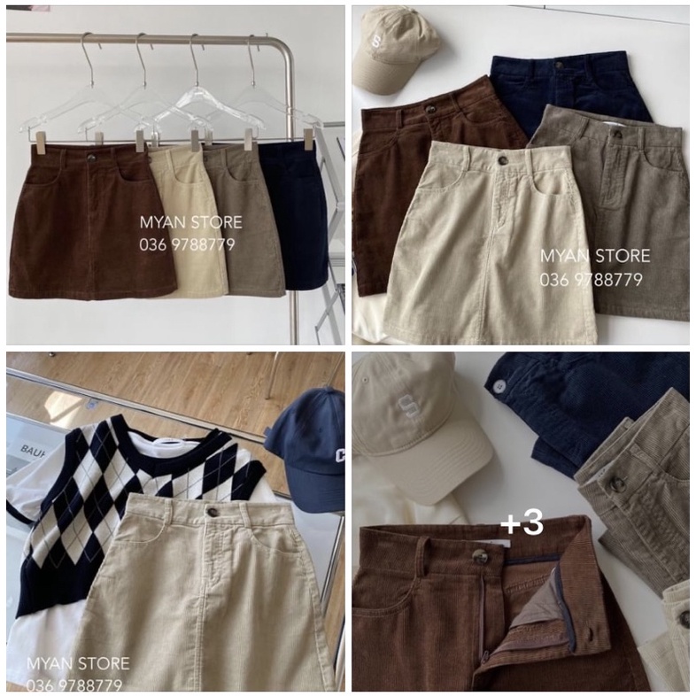 Chân váy chữ A nhung tăm V092107