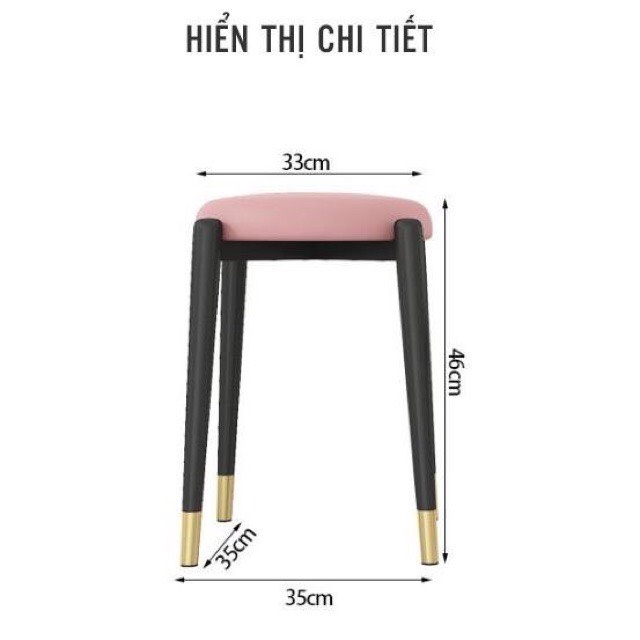 Ghế đẩu ghế ngồi bàn trang điểm bàn phấn mặt da khung sắt màu đỏ - gn19 Xả