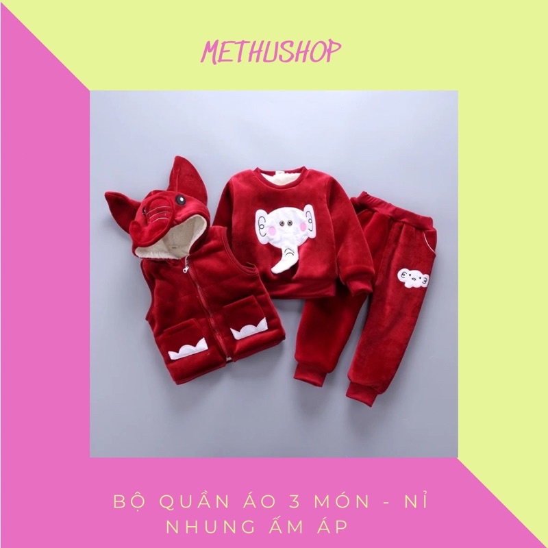 Bộ nỉ nhung 3 món bé trai