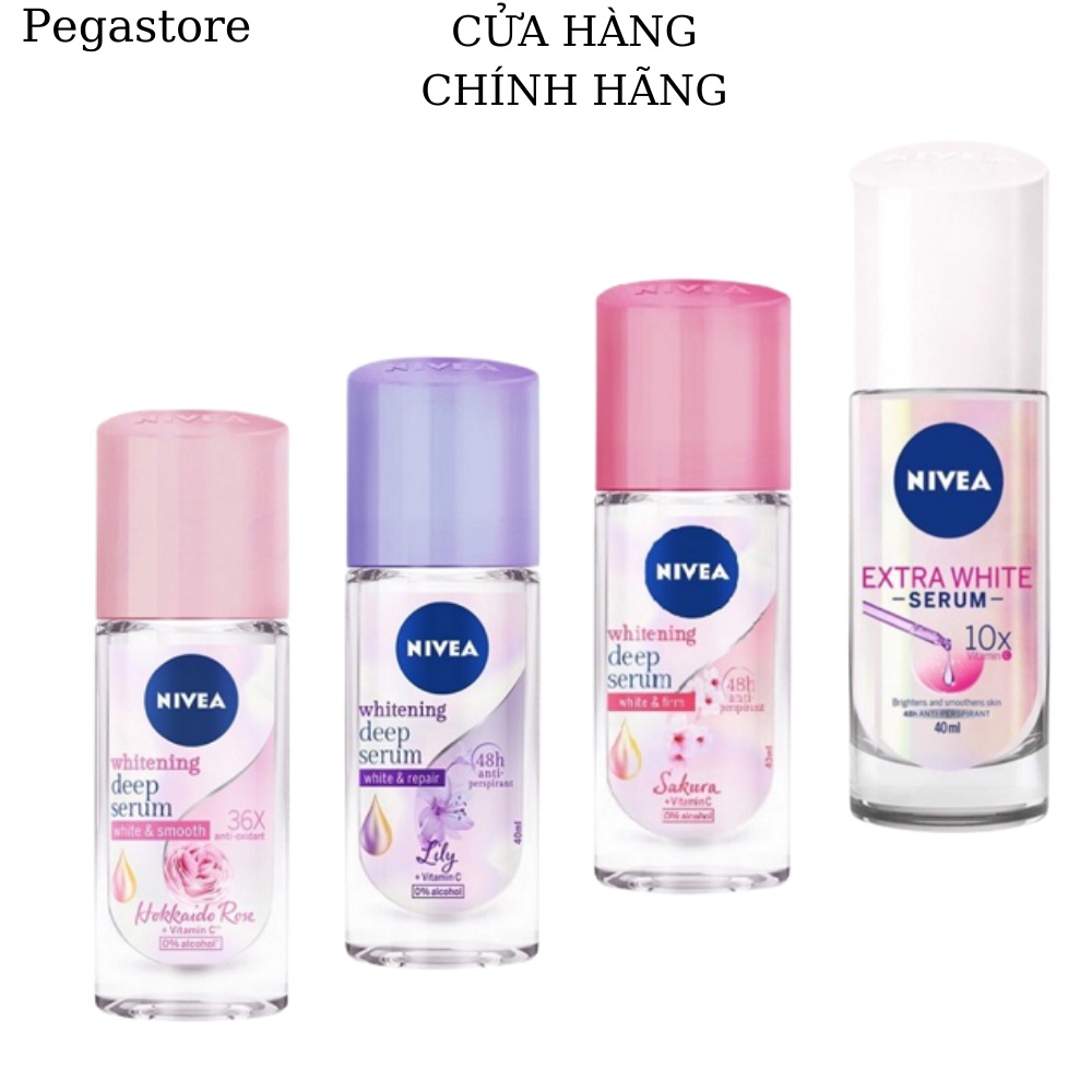 Lăn nách Nivea - lăng nách Lily/ Hồng Hokkaido/ Sakura - Lăng khử mùi nữ 48h - khử mùi nách Serum 40ml
