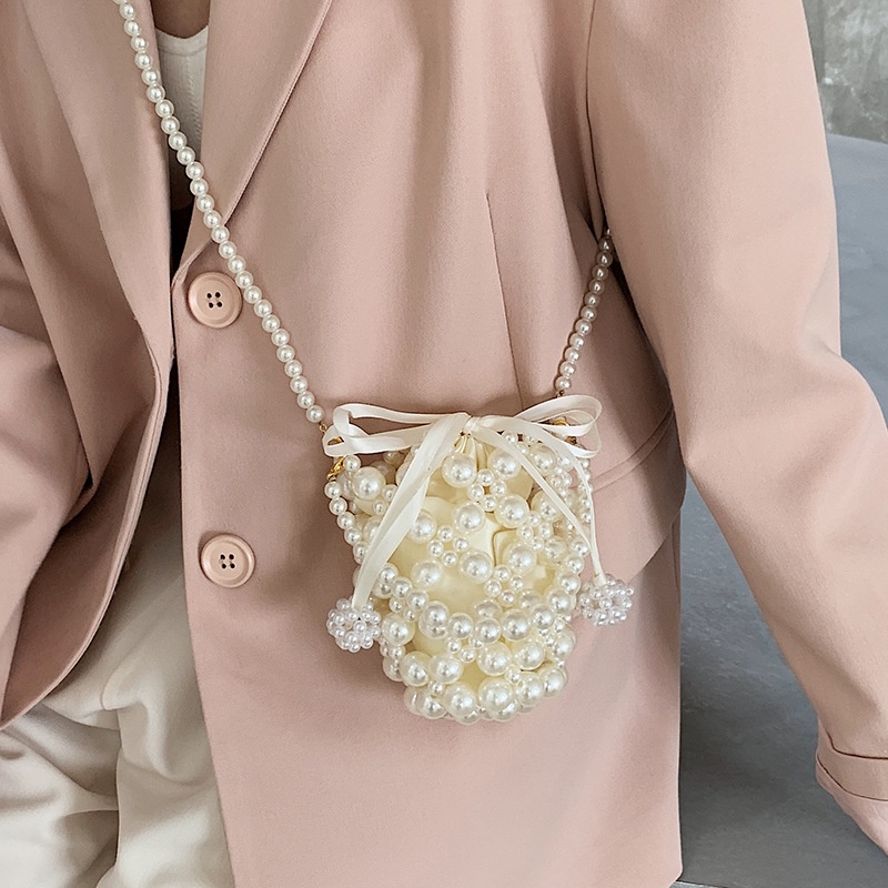 IELGY Túi Đeo Vai Đính Ngọc Trai Thời Trang Sang Trọng Cho Nữ