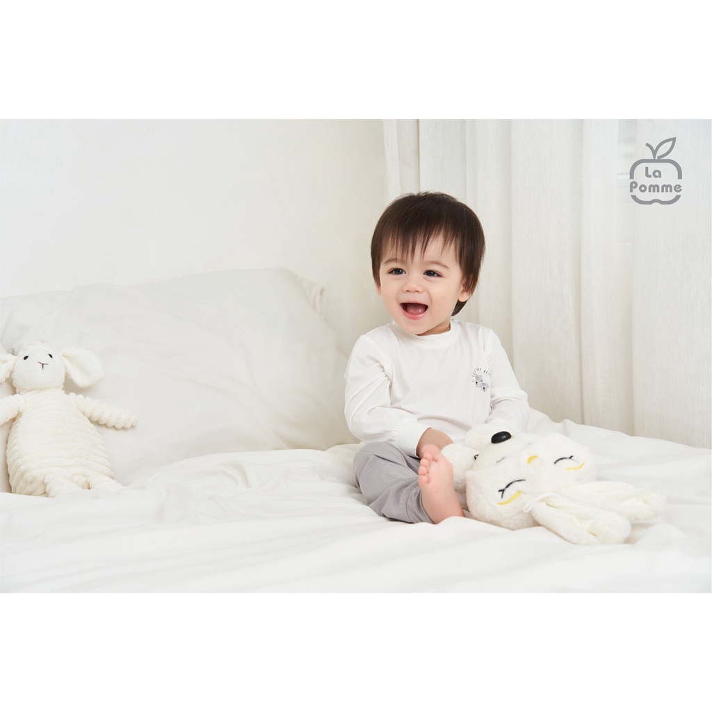 Set combo La Pomme chất Petit Soyeu sơ sinh dài tay cài giữa cài chéo bodysuit  cho bé 14030 23030 15030 25030