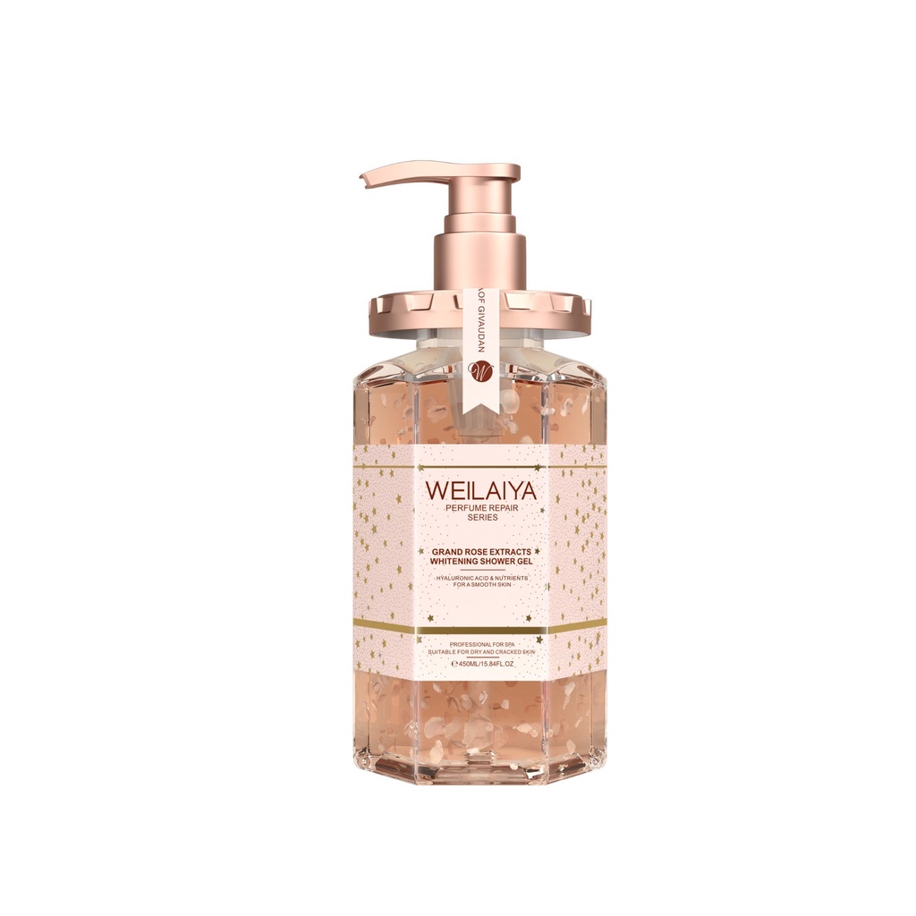 Sữa tắm Weilaiya chính hãng cánh hoa hồng Damask 450ml Mit Beauty hương nước hoa quyến rũ trắng hồng tự nhiên