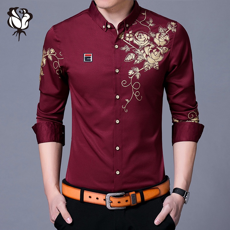 Áo Sơ Mi Tay Dài Thêu Họa Tiết Thanh Lịch Cho Nam
