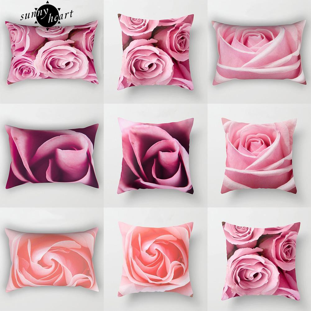 Áo Gối Khổ Vuông 45Cm X 45Cm In Họa Tiết Hoa Hồng Trang Nhã