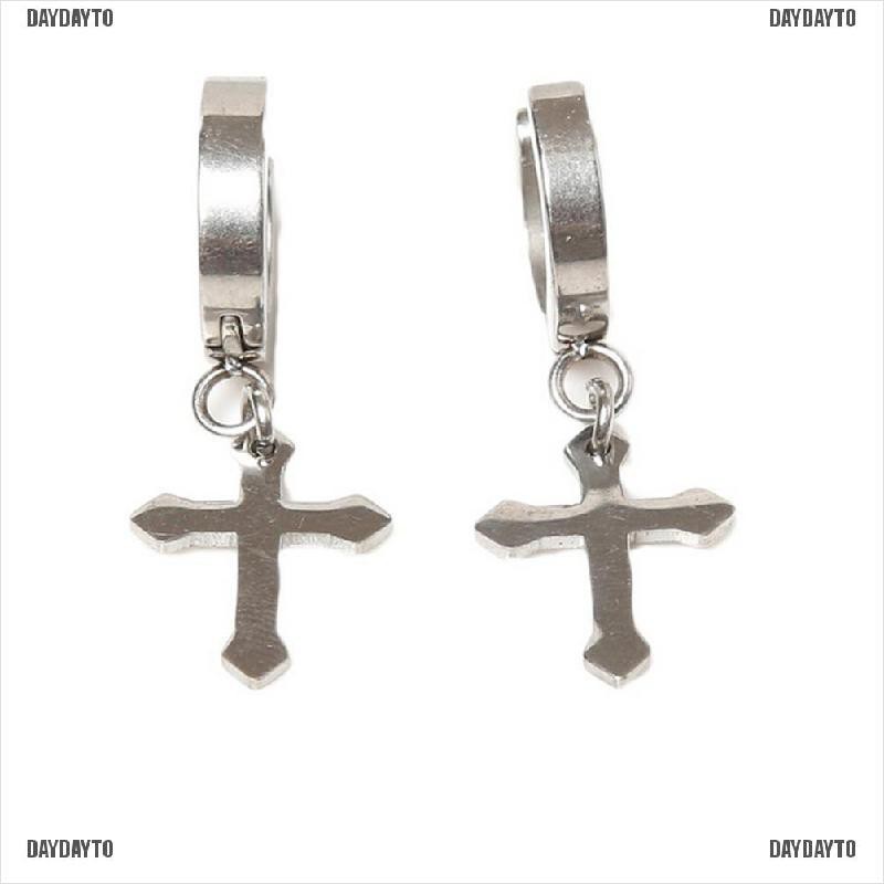 Set 1 / 2 Khuyên Tai Hình Thánh Giá Bằng Thép Titan