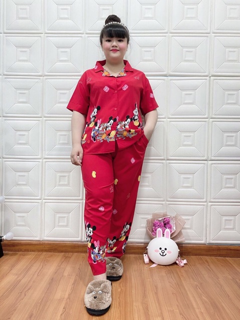 Bộ pijama big size quần dài tay ngắn size lớn 75-85kg nhiều màu1