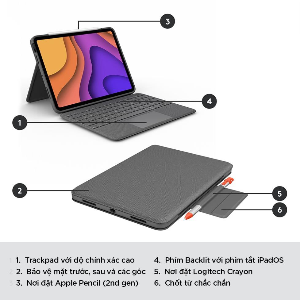 Bao da kèm bàn phím Logitech Slim Folio Pro dành cho iPad Air 4