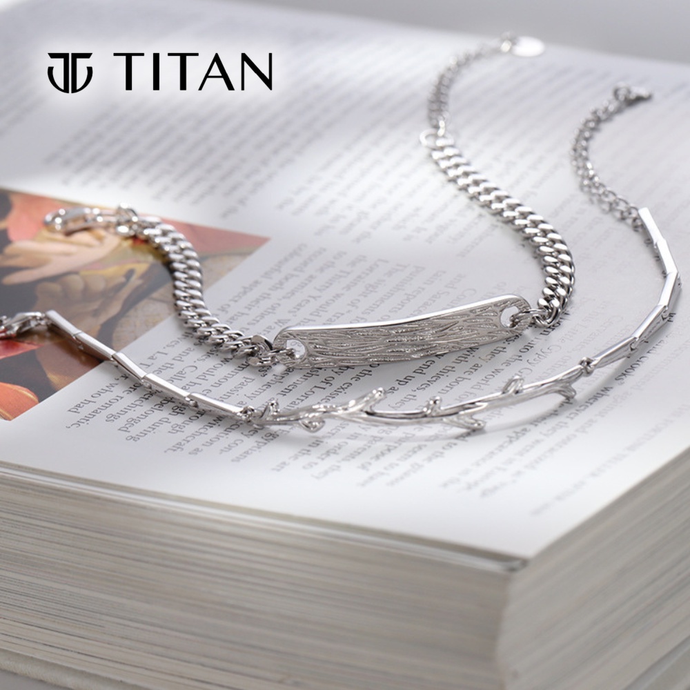 Vòng tay đôi nam nữ chuyện tình yêu cây liễu, lắc tay cặp đôi tình nhân quà tặng couple màu bạc 925 unisex Titan Shop