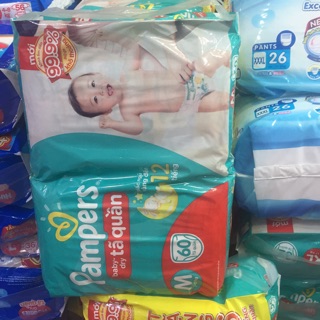 2 bịch tã quần Pampers M60 miếng tặng 6 miếng