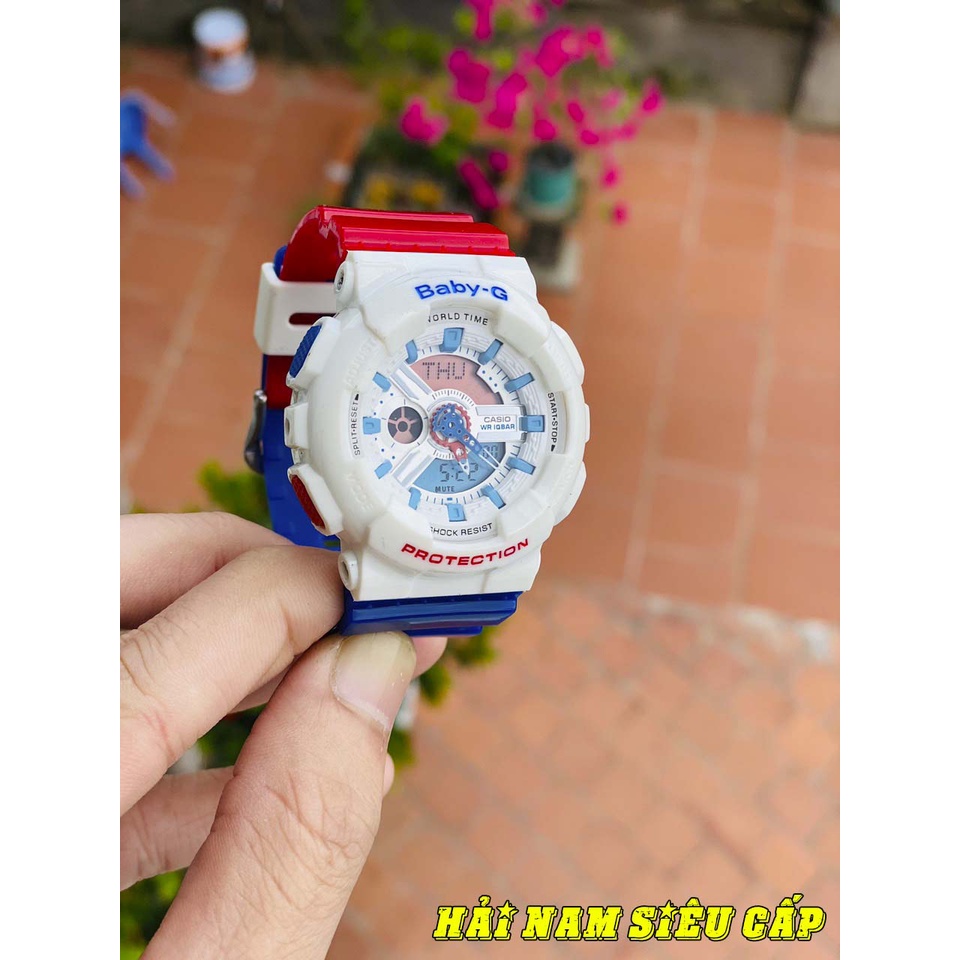 Đồng Hồ Nữ Baby-G BA110 Màu TRẮNG ,dây Đỏ Xanh,Kim Điện Tử,Dây Cao Su,Bảo Hành 12 Tháng,Full Box - donghohainam98